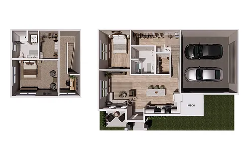 Floor plan Townhome 2B2B END ADA