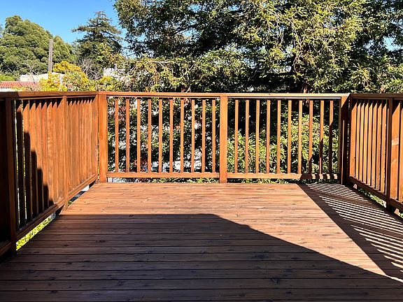 Newly built deck with views of the bay and Oakland hills