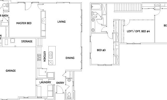 3 Bed 2.5 Bath with Loft 4th Bed Option