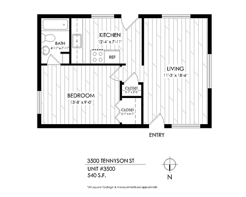 Floor plan 1 Bedroom, 1 Bath