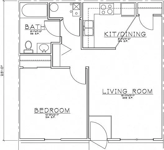 Floor plan 1 Bedroom Unit