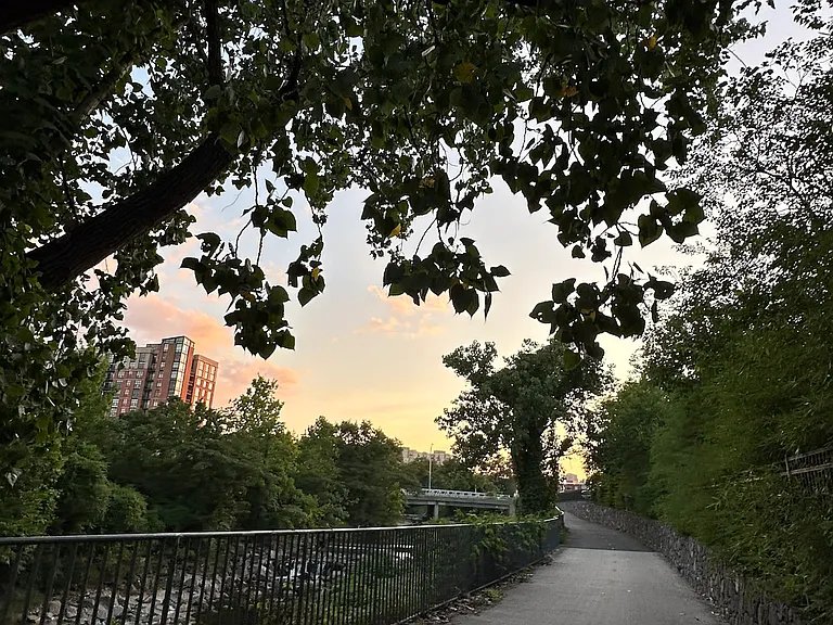 Sunset view on the jogging trail