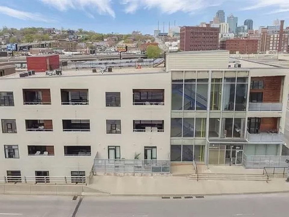South face of Liberty Lofts building. Condo #270 is far left, one floor below uppermost floor.