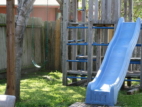 Shaded backyard/ playset