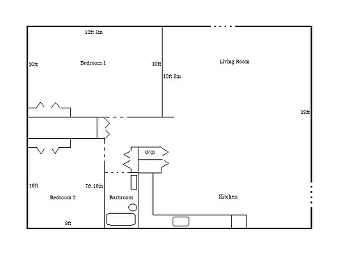 Floor plan 2 bedroom, 1 bathroom