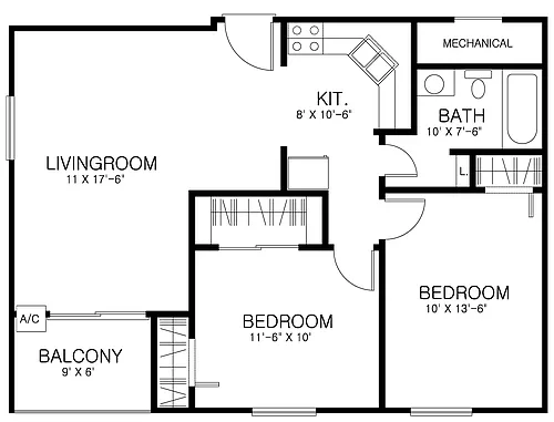 Floor plan CV North- 270 Littleton St- 2 Bedroom Floorplan A