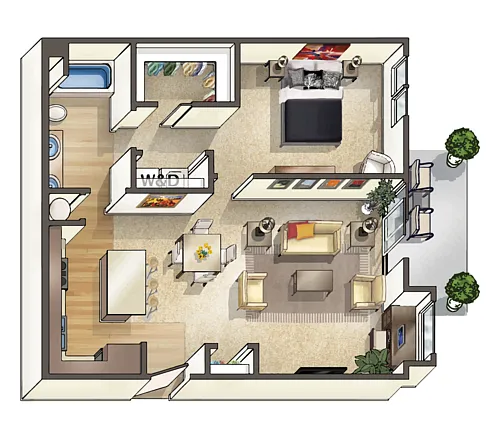 Floor plan 1x1C