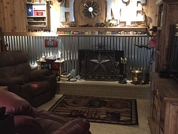 Man cave with fireplace 