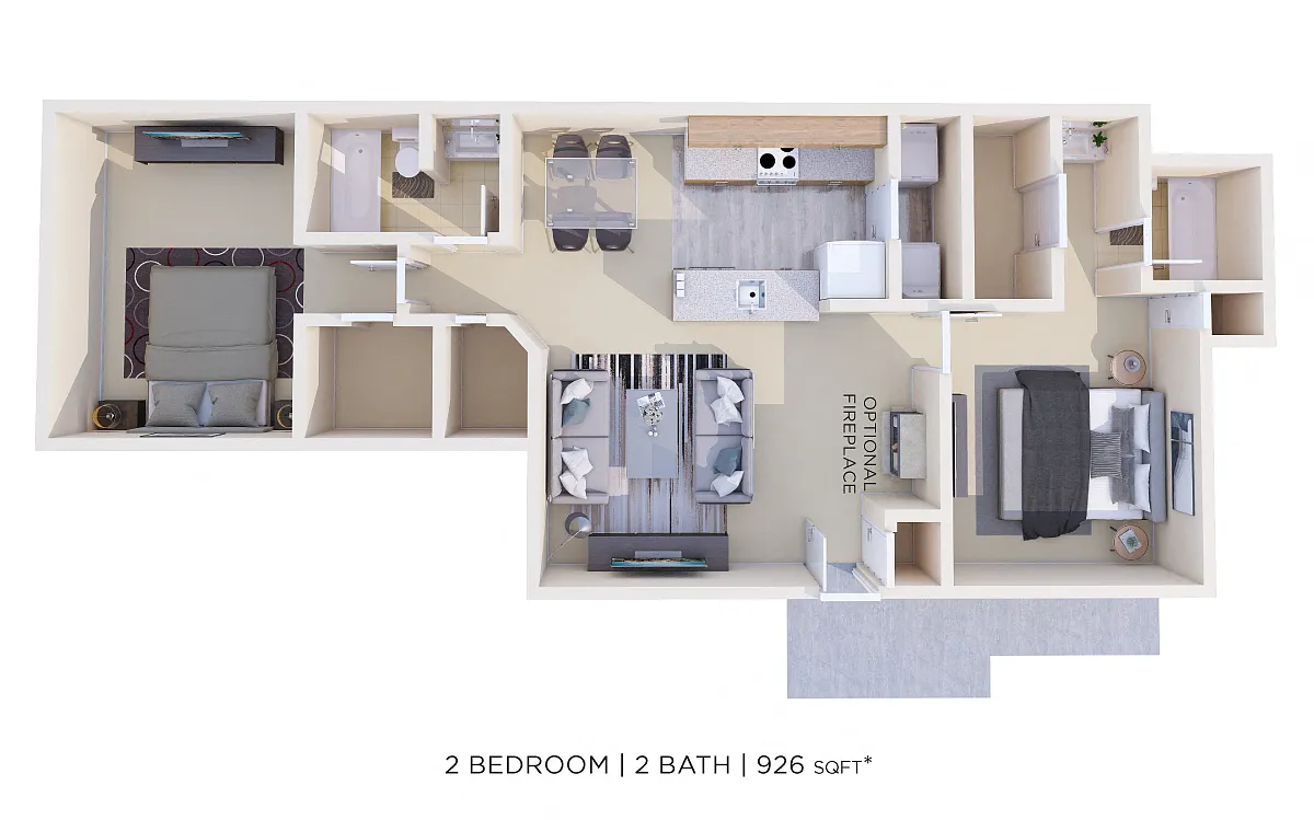 Floor plan Two Bedroom 2 Bath