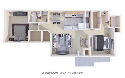 Floor plan Two Bedroom 2 Bath