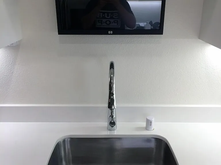 Kitchen sink with undermount touchscreen LCD screen