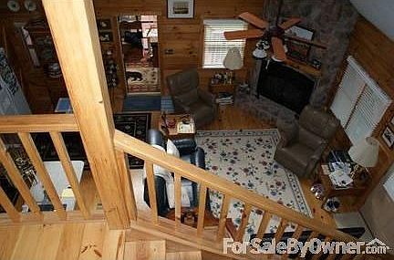 View of main room from open stairs