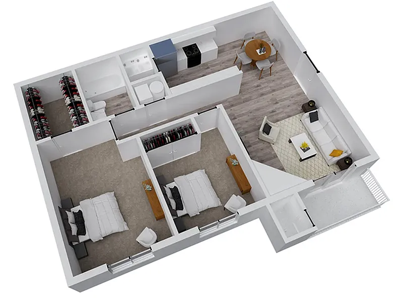 Floor plan 2 Bed 1 Bath