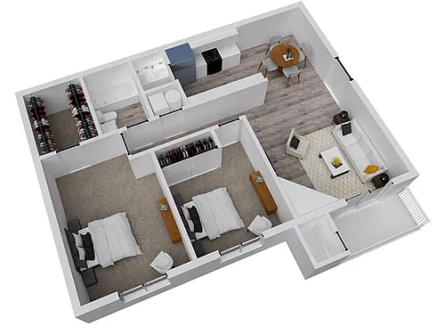 Floor plan 2 Bed 1 Bath