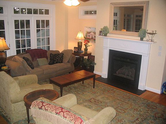 Great Room w/ Double French Doors to Brick Patio