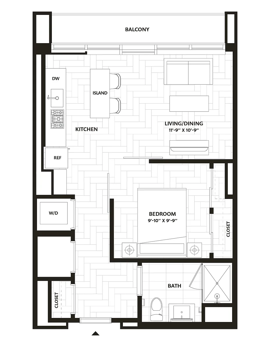 Floor plan 1 Bed/1 Bath-A3