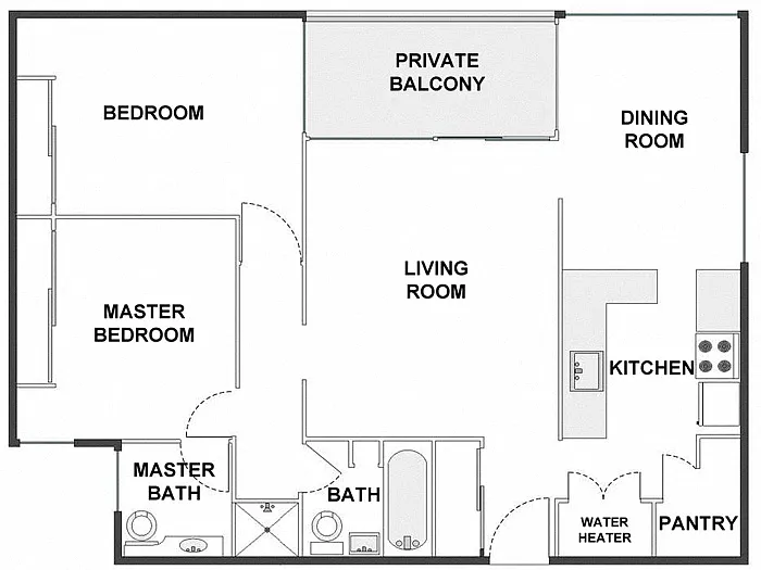 Floor plan 2 Bed / 2 Bath: Type D