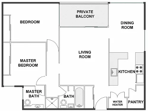 Floor plan 2 Bed / 2 Bath: Type D