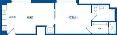 Floor plan 1 Bedroom, 1 Bath - 637