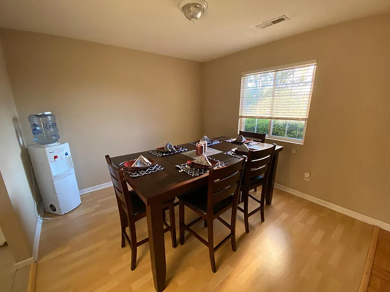 Dining room located on the righthand side of the main entrance