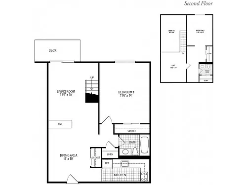 Floor plan Two Bedroom Loft
