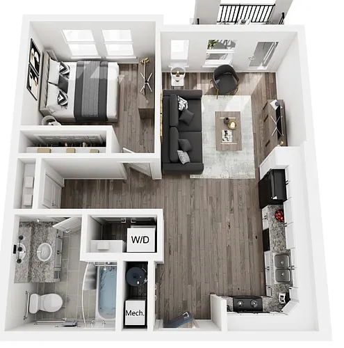 Floor plan 1 Bedroom 1 Bath