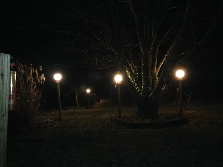 Backyard: don't be in the dark unless you want to (lights switch on/off)