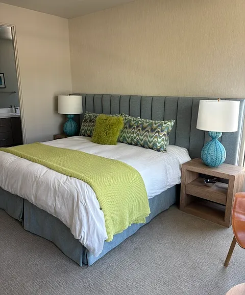 Second upstairs bedroom. Bed is actually two twin beds configured to be a king bed for max flexibility. Furniture included.