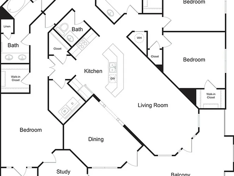 The Ponderosa 3 bedroom 2 bathroom 2300 sq ft apartment home at The Kendrick located in Atlanta, GA 30324 The Ponderosa 3 bedroom 2 bathroom 2300 sq ft apartment home at The Kendrick located in Atlanta, GA 30324