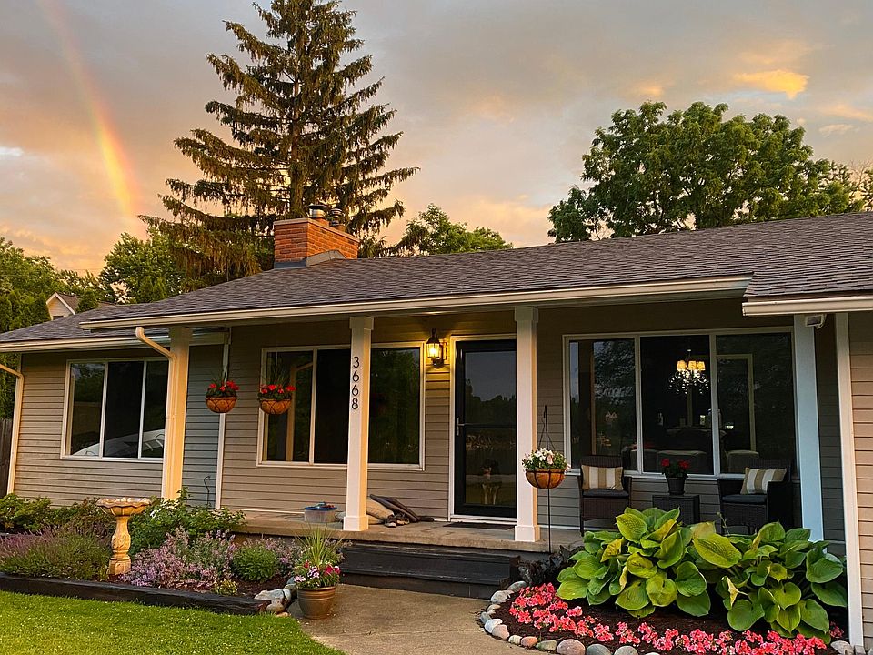 View of home at sunset