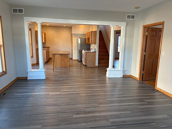 View from living room into kitchen