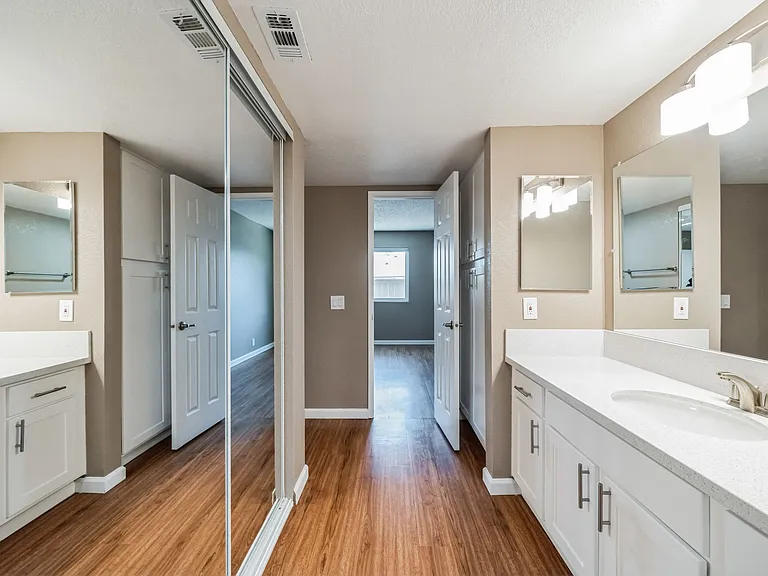 Our Premium Bathroom in a Two Bedroom Two Bath Apartment at Meadow Creek Apartments in San Marcos, CA