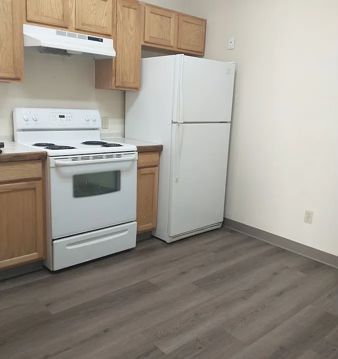 Kitchen with new hardwood flooring