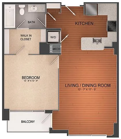 Floor plan 1 Bed 1 Bath