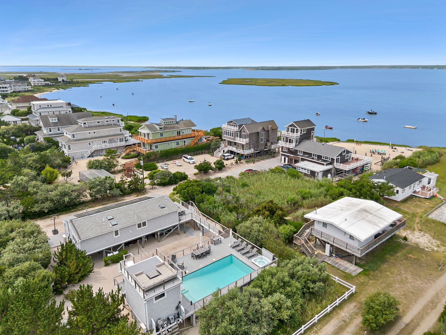Aerial view access to Bay and Ocean from the property.