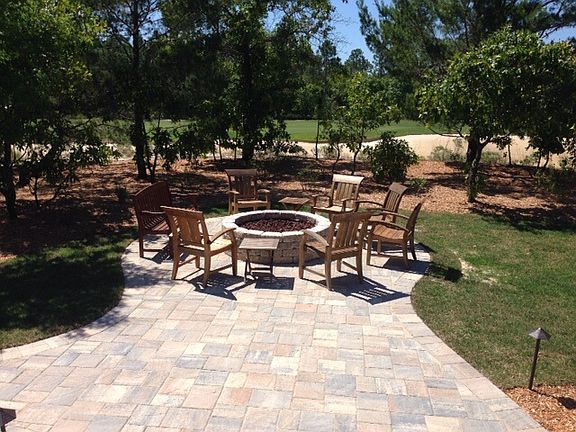 Fire pit facing golf course