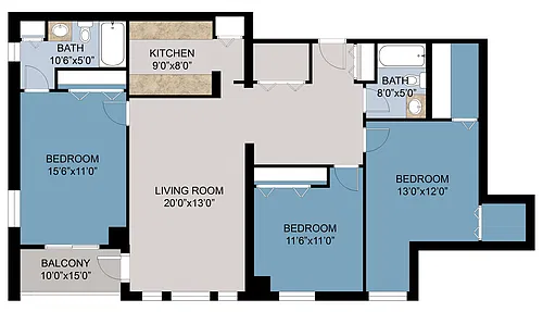 Floor plan 3 Bed 1240