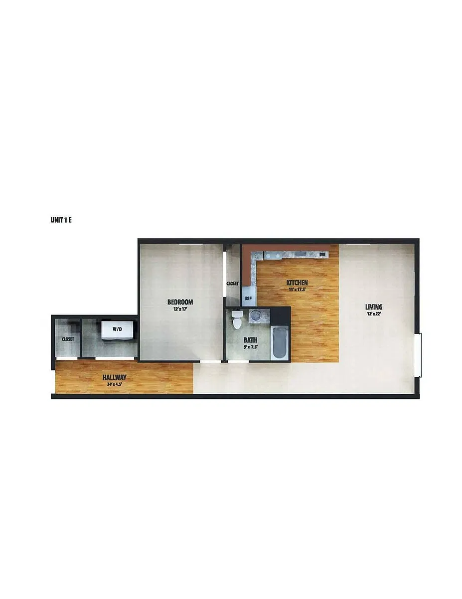 Floor plan 1 Bedroom/1 Bathroom