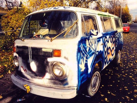 VW bus in front of house across the street, 2003.