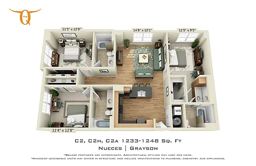 Floor plan 3 Bedroom (Price Per Bed)