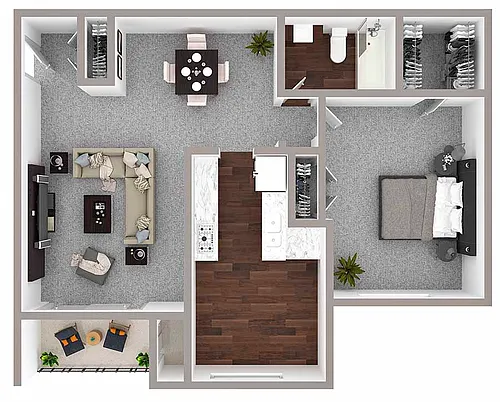 Floor plan 1 Bedroom/1 bathroom Deluxe - 748 sq ft
