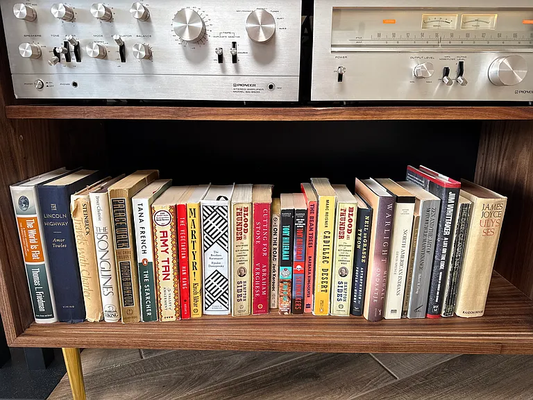 1970's vintage Pioneer amp and tuner with bluetooth dongle for playing from your phone/tablet/laptop. Only good books -- please leave and don't take with you! ;)