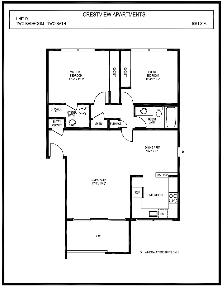 Floor plan Plan D: 2 Bed 2 Bath