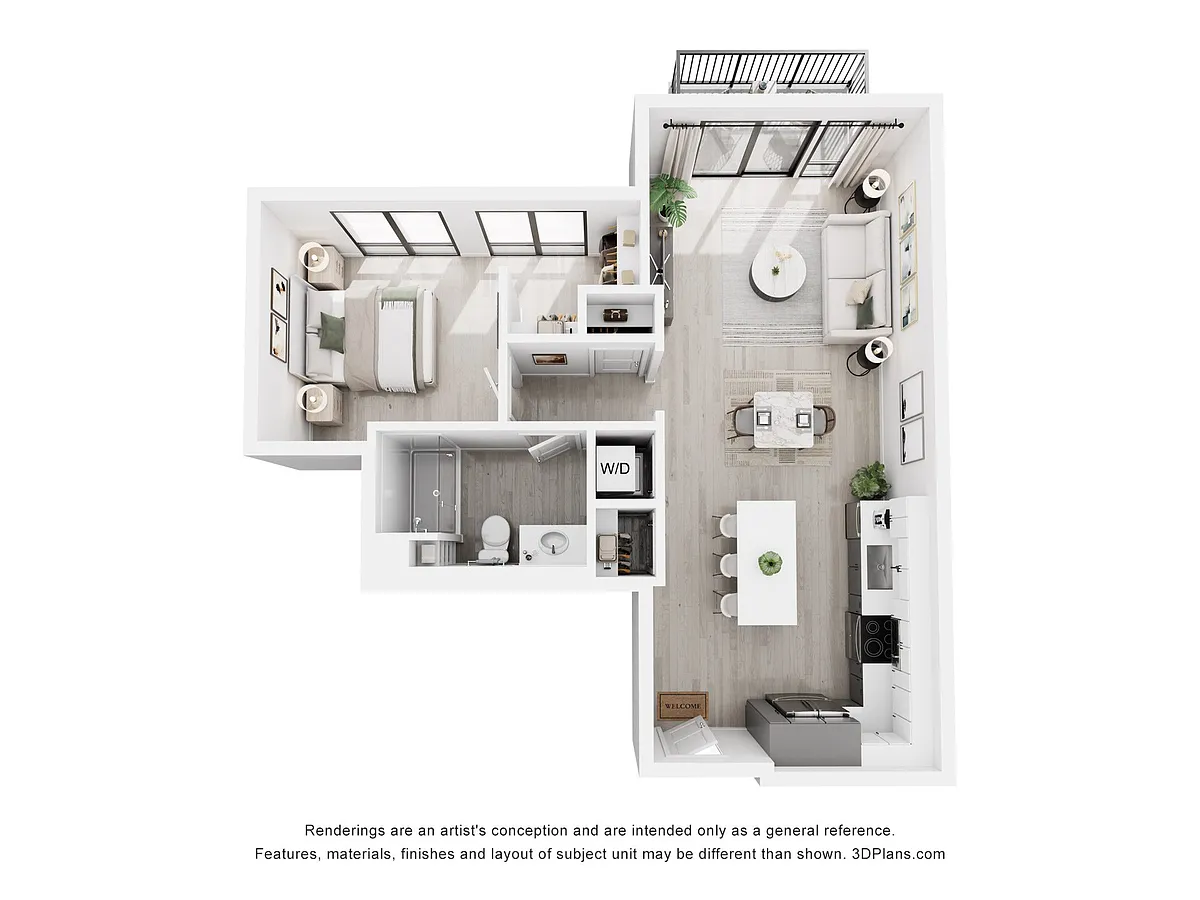 Floor plan A3B One Bedroom One Bathroom