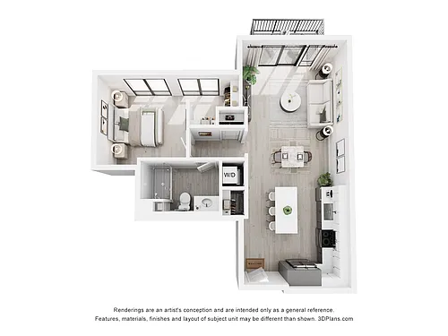 Floor plan A3B One Bedroom One Bathroom