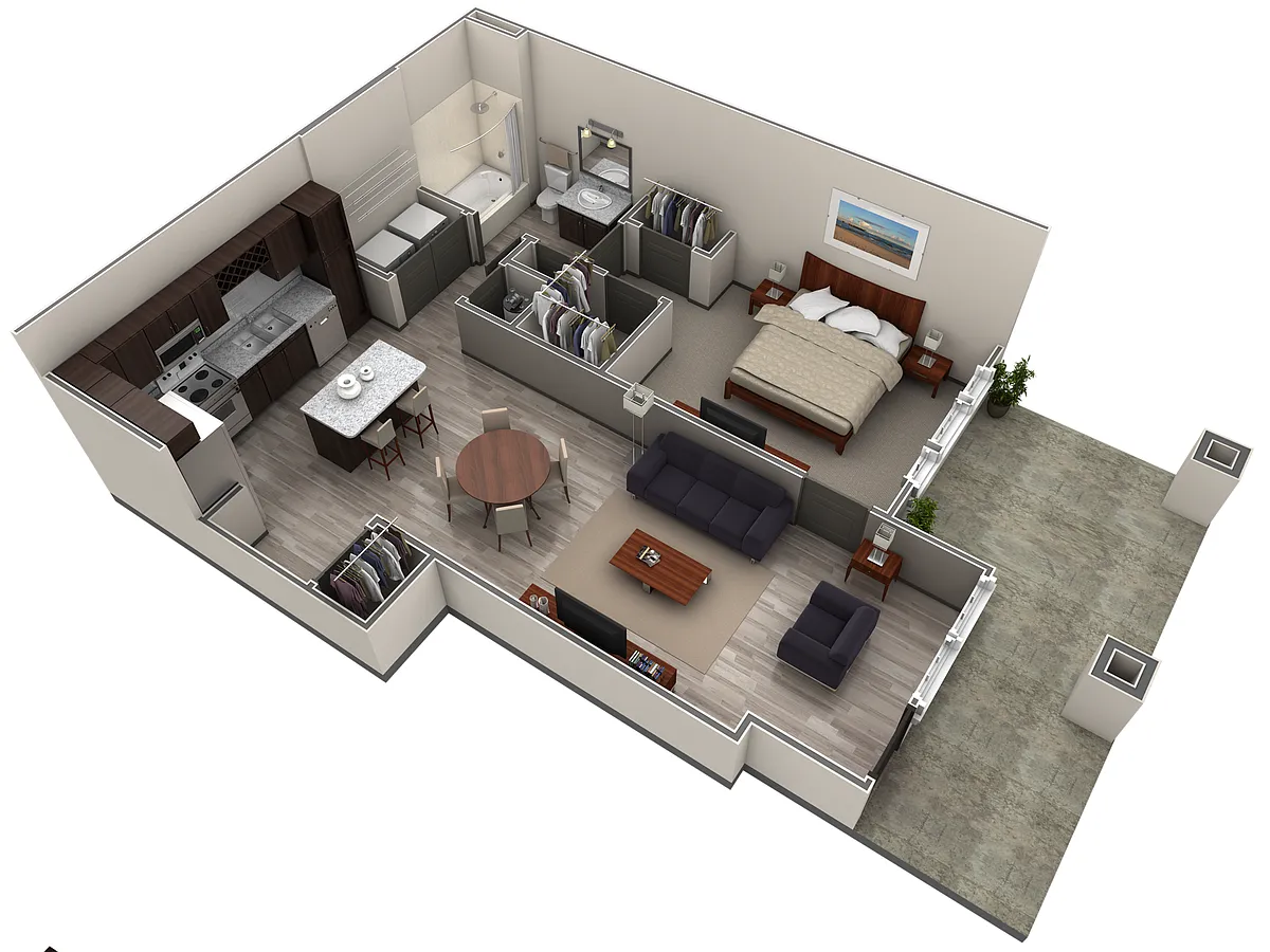 Floor plan 1 BR Designer Courtyard