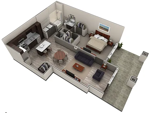 Floor plan 1 BR Designer Courtyard