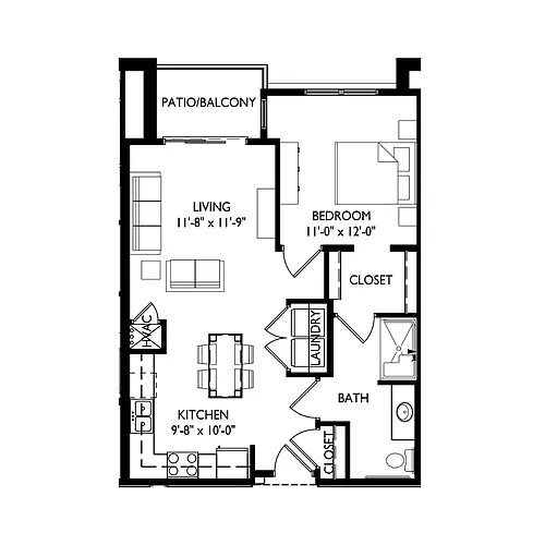 Floor plan One Bedroom - One Bathroom
