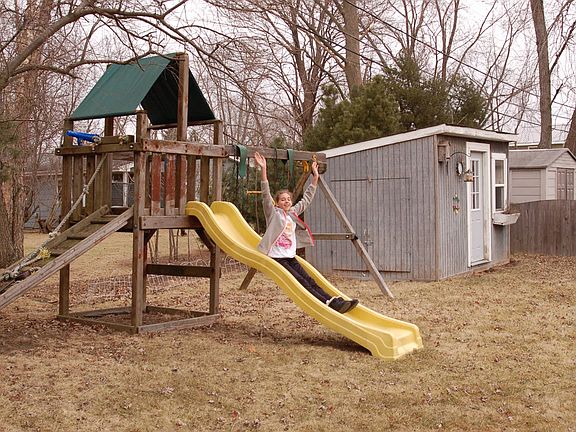 Rainbow play set & tool shed