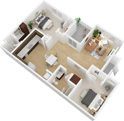Floor plan 2 Bed 2 Bath UP